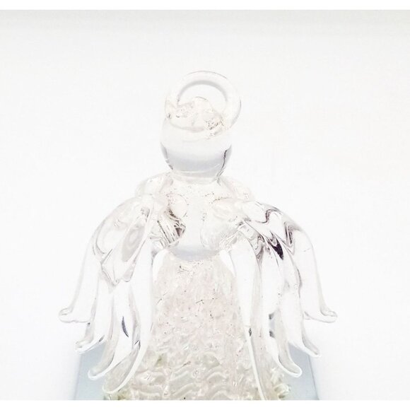 Glass Angel Figurine On Mirrored Base 2.75 Inch Tall Elegant Christmas Holiday - Picture 8 of 13